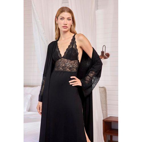 Göğüs Ve Sırt Dekolteli Dantelli Sabahlık Takımı