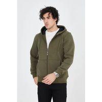 Erkek Kapüşonlu Düz Fermuarlı Hırka - Yeşil