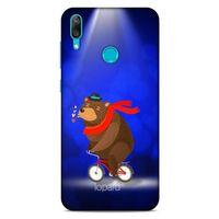 Huawei Y7 Prime 2019 Kılıf FunnyMaX (43) Thin Fit Kılıf Lacivert Ayılı