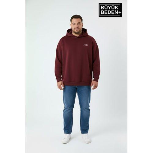 Erkek Büyük Beden AR Baskılı Kapüşonlu Sweatshirt SPR26BSW963