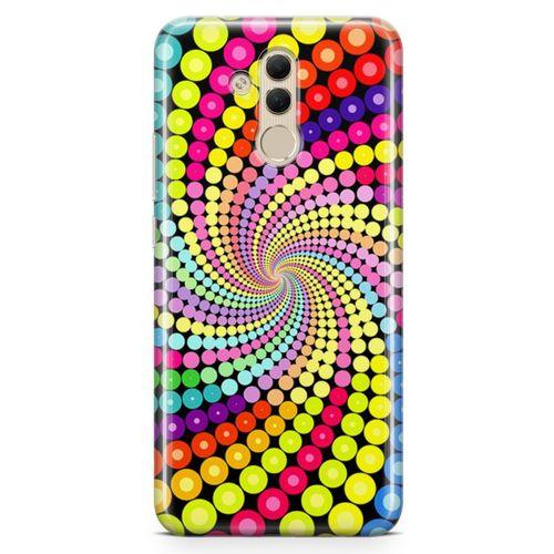 Huawei Mate 20 Lite Kılıf Renkli Girdap Arka Kapak Koruma Desenli Full Koruyucu