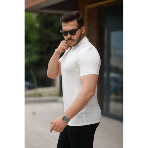 Erkek Yakalı Waffle Dokulu Kısa Kollu Tişört