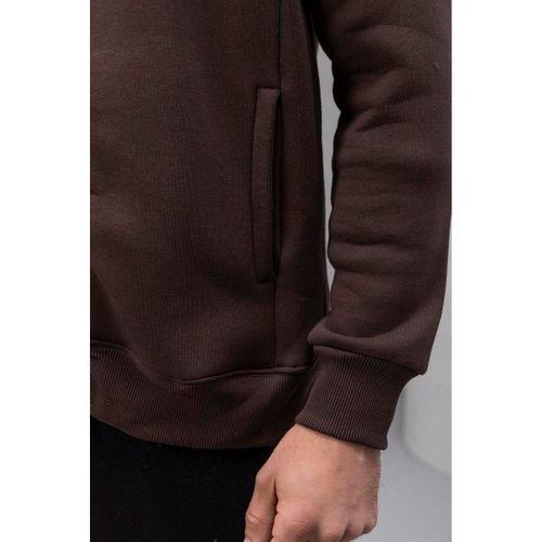 Marcel Regular Fit Fermuarlı Kıstıma Cepli Üç İplik Şardonlu Sweatshirt Kahve - Baggy Kalıp 3 İplik Şardonlu Eşofman Altı Kahve