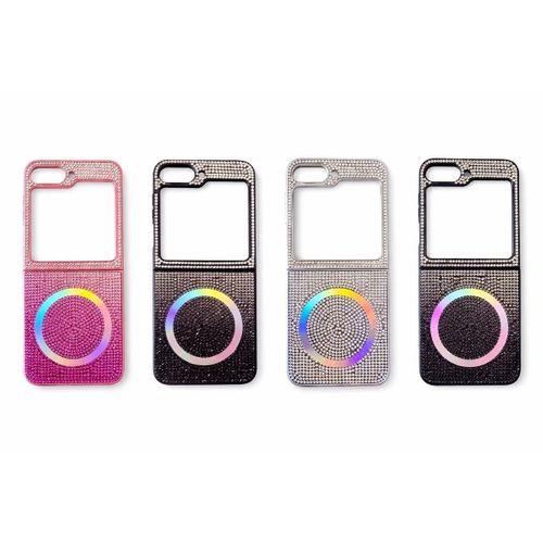Samsung Z Flip 5 Kılıf Diamont MagSafe Hologramlı Telefon Kılıfı