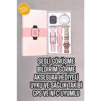 Akıllı Saat Amoled Ekran 3 Kordonlu Aksesuar Hediyeli Sesli Görüşme