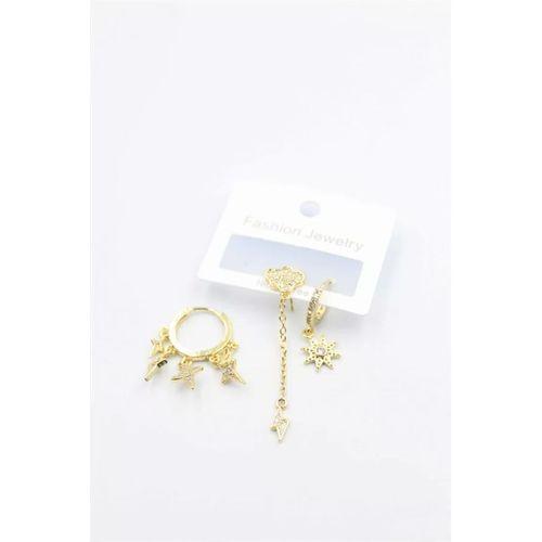 3'lü Bulut Küpe - Altın