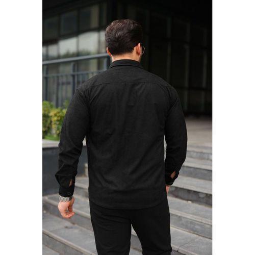 Erkek Uzun Kollu Cepli Kadife Gömlek