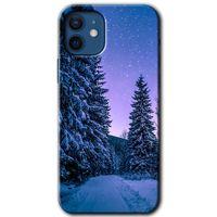 MRCİLETİSİM iPhone 12 Mini Kılıf HD Desen Baskılı Arka Kapak + Temperli Cam - Kış Manzarası