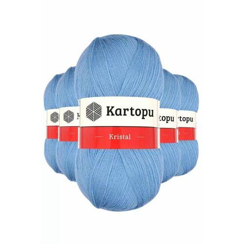 5 Adet Kristal Çift Katlı El Örgü Lif İpi Bebe Mavi K540 - kartopu mudanis