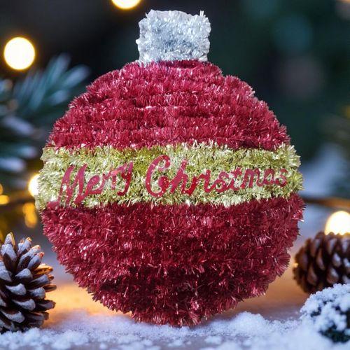 YÜKSEK KALİTE YILBAŞI TOPU DEKORU KIRMIZI GOLD TOP DEKORU METALİK YILBAŞI VİTRİN DEKORLARI 28X23 CM