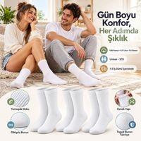 Unisex Beyaz Soket Çorap %80 Pamuk 12'li Set Dikişsiz Burun Takviyeli Esnek Günlük Spor Çorabı Rahat