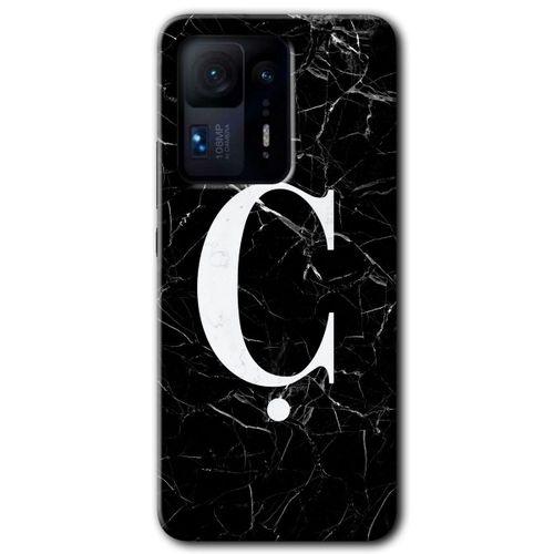 Xiaomi Mi Mix 4 Kılıf HD Desen Baskılı Arka Kapak - Siyah Mermer Desenli Ç Harfi