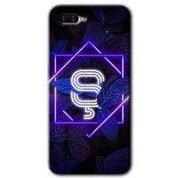 OPPO Oppo Rx 17 Neo Kılıf HD Desen Baskılı Arka Kapak - Dark Neon Yaprak Ş Harfi