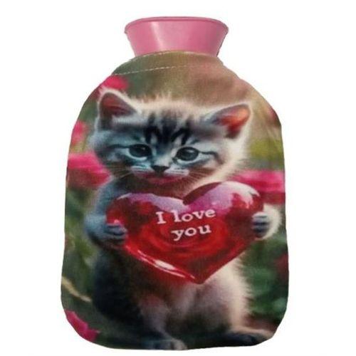 2 Adet Sıcak Su Torbası Peluş Kedili Termofor 19X13X2Cm 500 Ml
