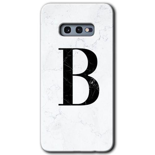 MRCİLETİSİM MRCİLETİSİM Samsung Galaxy S10e Kılıf HD Desen Baskılı Arka Kapak + Temperli Cam - Beyaz Mermer Desenli B Harfi