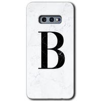MRCİLETİSİM MRCİLETİSİM Samsung Galaxy S10e Kılıf HD Desen Baskılı Arka Kapak + Temperli Cam - Beyaz Mermer Desenli B Harfi
