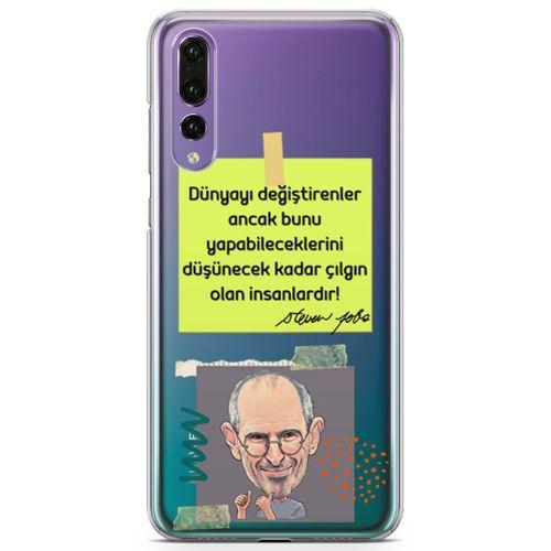 Huawei P20 Pro Kılıf Caps Steve Jobs Arka Kapak Koruma Desenli Full Koruyucu