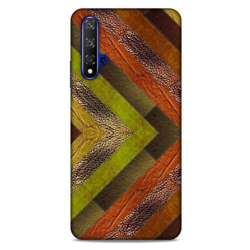 Huawei P Smart S Y8P Kılıf Patchwork (10) Full Koruma Kılıfı Yeşil Turuncu