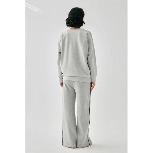 Kadın Gri Kova Burcu Oversize 2 İplik Eşofman Ev Giyim Takımı