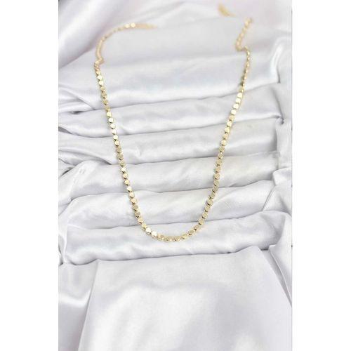 316L Çelik Zincir Gold Renk Ezme Zincir Model 65 cm Kadın Kolye