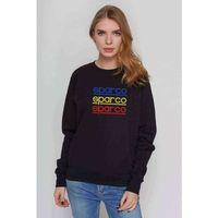 Sparco Logo Mavi Sarı Kırmızı Baskılı Siyah Kadın Sweatshirt