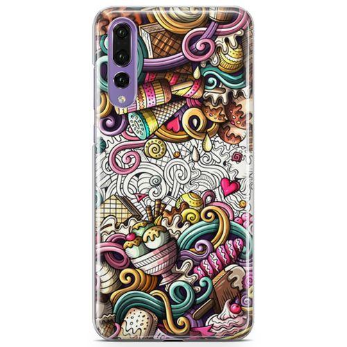 Huawei P20 Pro Kılıf Dondurma Doodle Arka Kapak Koruma Desenli Full Koruyucu