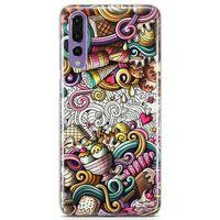 Huawei P20 Pro Kılıf Dondurma Doodle Arka Kapak Koruma Desenli Full Koruyucu