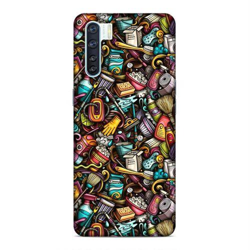Oppo A91 Kılıf Temizlik Malzemeleri Doodle Arka Kapak Silikon Koruma Full Koruyucu