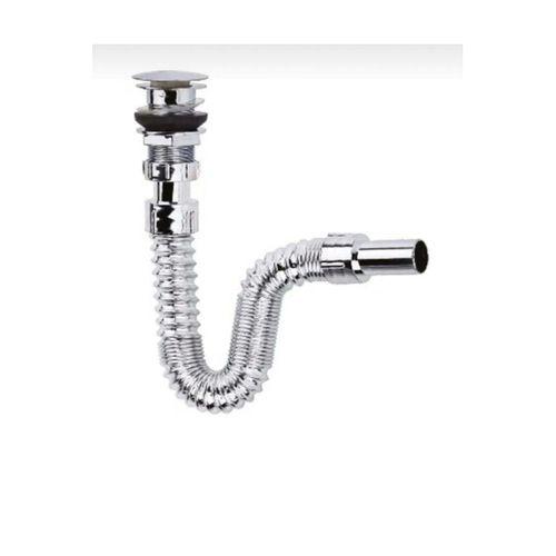 Krom Basmalı Sifon -körüklü Sifon Bas Stoplu Lavabo Mutfak Sifonu-paslanmaz
