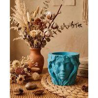 Es Kadın Yüzü Heykel Tasarımlı Dekoratif 3d Saksı Vazo