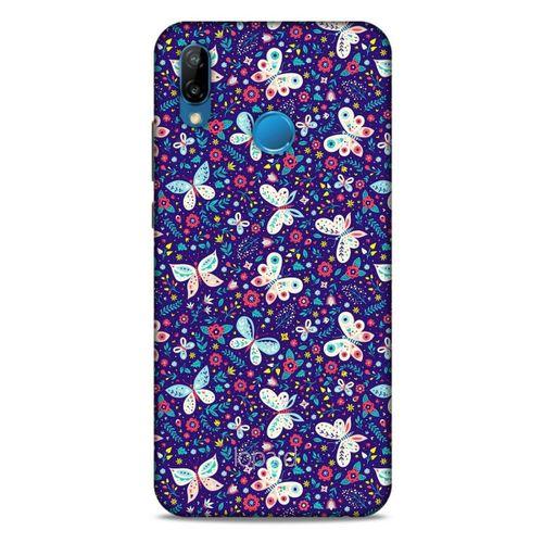 Huawei P20 Lite Kılıf Kelebek Etkisi (3) Kapak Kırmızı Lacivert