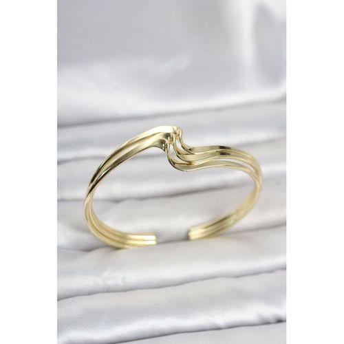 Zikzak Model Gold Renk Pirinç Kadın Bileklik