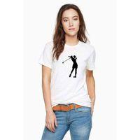 Silhouette Golf Baskılı Beyaz Kadın Tshirt