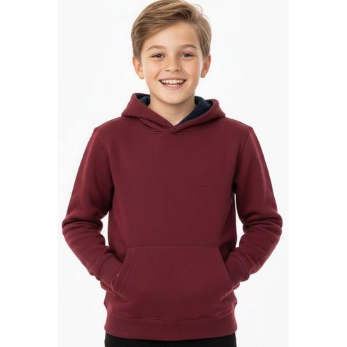 Erkek Çocuk Bordo Kapüşonlu Cepli 3 İplik  Sweatshirt BGL-ST05002