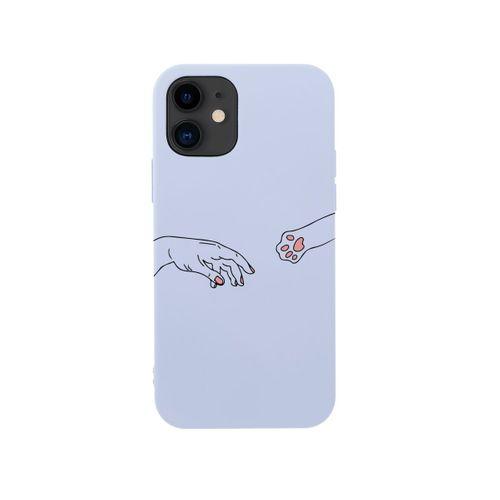 iPhone 12 Hand And Paw Premium Silikonlu Lila Telefon Kılıfı