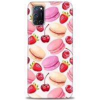 Oppo A92 Kılıf HD Baskılı Kılıf - Makaron ve Çilekler + Tam Ekran Koruyucu
