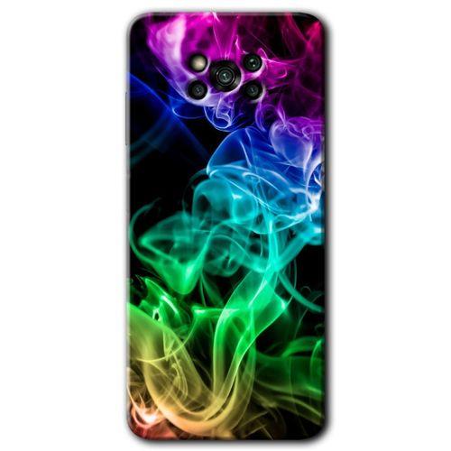 MRCİLETİSİM Poco x3 NFC Kılıf Kapak - Smoke Colorful +Hayalet Ekran Yandan Gözükmez