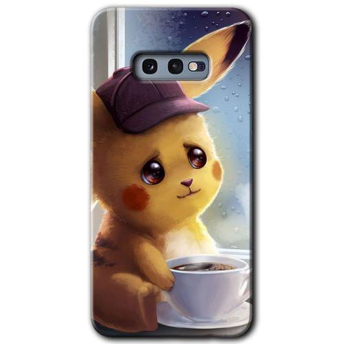 MRCİLETİSİM Samsung Galaxy S10e Kılıf Baskılı Kapak - Üzgün Pikaçu + 5D Tam Kaplayan Cam