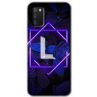Samsung Galaxy A02s Kılıf Baskılı Kapak - Dark Neon Yaprak L Harfi + 5D Tam Kaplayan Cam