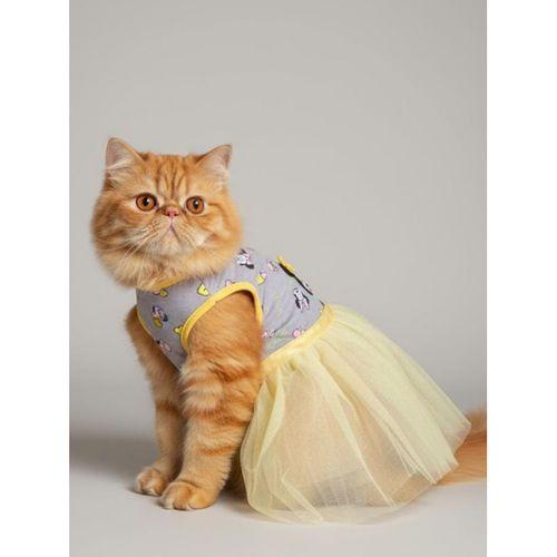 Sevimli Fare Sunny Tütü Kedi Kıyafeti | Sarı Tütülü Elbise | Kediler İçin