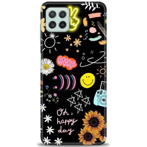 Samsung Galaxy M32 Kılıf HD Baskılı Kılıf - Happy Day + Tam Ekran Koruyucu