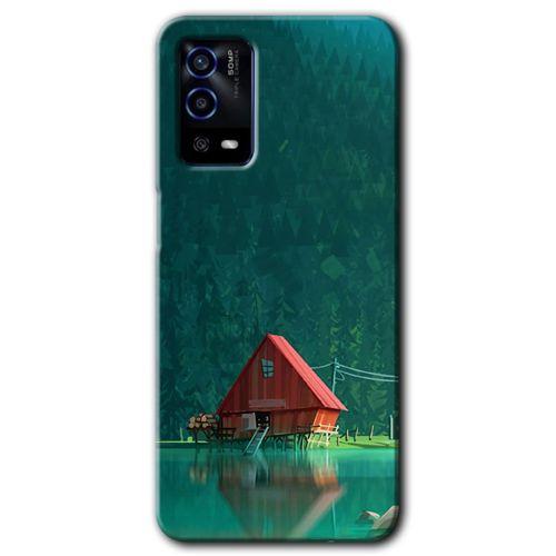Oppo A55 Kılıf HD Desen Baskılı Arka Kapak + Temperli Cam - House In Woods