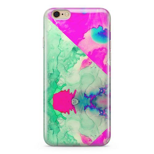 Apple iPhone 6 6s Kılıf Yeşil Pembe Mermer Arka Kapak Koruma Desenli Full Koruyucu