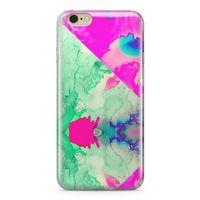 Apple iPhone 6 6s Kılıf Yeşil Pembe Mermer Arka Kapak Koruma Desenli Full Koruyucu