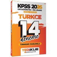 2026 KPSS Ortaöğretim Ön Lisans Genel Yetenek Türkçe Tamamı Çözümlü 14 Deneme Yediiklim Yayınları