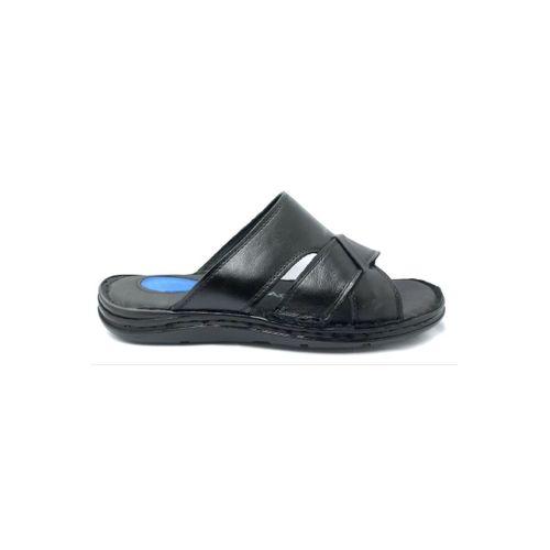 253 Siyah Erkek Jelli Kapalı Hakiki Deri Terlik