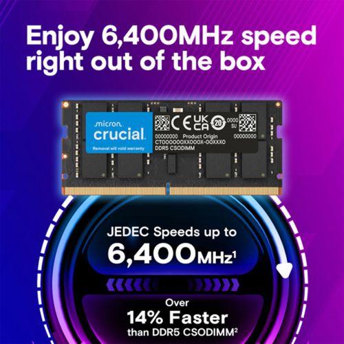 CRUCIAL CT16G64C52CS5, 16Gb, 6400Mhz, DDR5, CL52, SODIMM, Notebook RAM (By Micron)