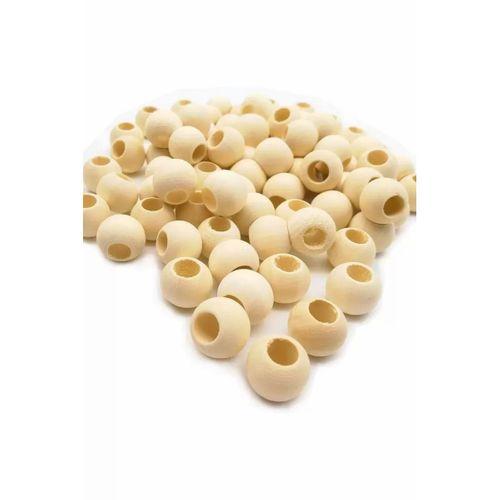 100 Gr (100 Adet) Ahşap Boncuk 15 mm çap x 10 mm Delik Doğal Yuvarlak Ahşap Makrome El İşi Çanta