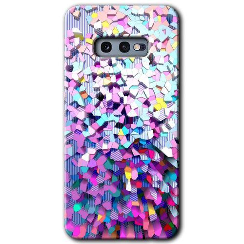 Samsung Galaxy S10e Kılıf Baskılı Kapak - Mosaic Fragments Colorfull + 5D Tam Kaplayan Cam
