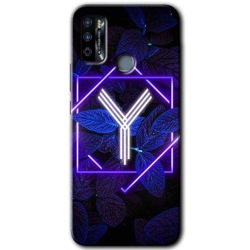 İnfinix Hot 9 Play Kılıf HD Desen Baskılı Arka Kapak - Dark Neon Yaprak Y Harfi